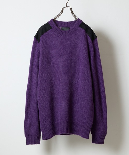NUMBER (N)INE(ナンバーナイン)の「MOHAIR MIX KNIT PATCHED CREWNECK SWEATER / ウールモヘヤ ミックス ショルダー&エルボーパッチ クルーネック セーター(ニット/セーター・メンズ・パープル/ブラック/ブラック系/オリーブ・2/3/4)」の4枚目の写真