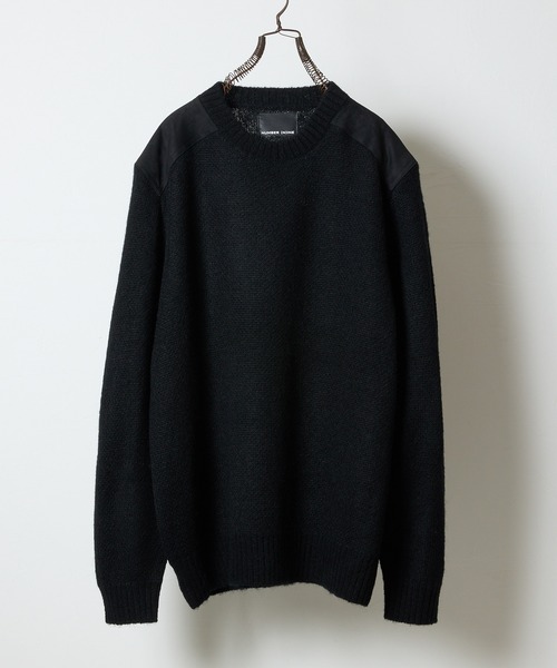 NUMBER (N)INE(ナンバーナイン)の「MOHAIR MIX KNIT PATCHED CREWNECK SWEATER / ウールモヘヤ ミックス ショルダー&エルボーパッチ クルーネック セーター(ニット/セーター・メンズ・パープル/ブラック/ブラック系/オリーブ・2/3/4)」の2枚目の写真