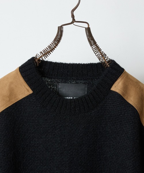 NUMBER (N)INE(ナンバーナイン)の「MOHAIR MIX KNIT PATCHED CREWNECK SWEATER / ウールモヘヤ ミックス ショルダー&エルボーパッチ クルーネック セーター(ニット/セーター・メンズ・パープル/ブラック/ブラック系/オリーブ・2/3/4)」の13枚目の写真