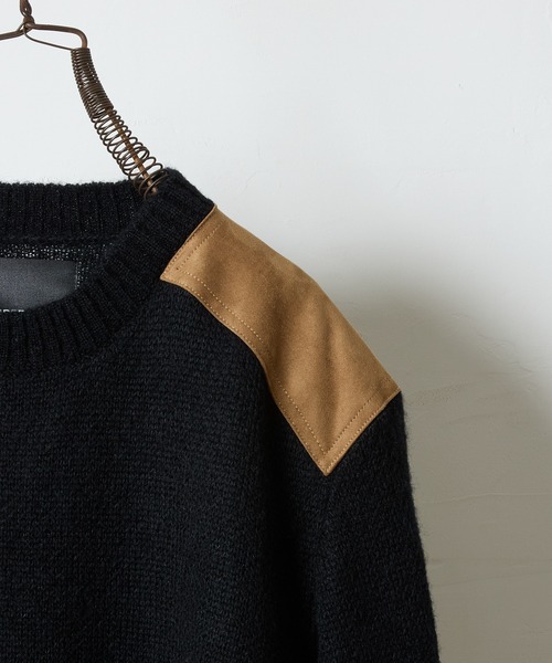 NUMBER (N)INE(ナンバーナイン)の「MOHAIR MIX KNIT PATCHED CREWNECK SWEATER / ウールモヘヤ ミックス ショルダー&エルボーパッチ クルーネック セーター(ニット/セーター・メンズ・パープル/ブラック/ブラック系/オリーブ・2/3/4)」の14枚目の写真