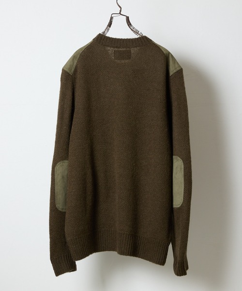 MOHAIR MIX KNIT PATCHED CREWNECK SWEATER / ウールモヘヤ ミックス