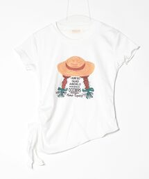 フロントプリント　脇シャーリング　半袖Tシャツ