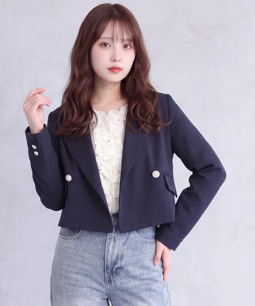 ASTORIA ODIER（アストリアオディール）の「ショートジャケット(テーラード/オフィス/休日)（テーラードジャケット・レディース・チャコールグレー/ネイビー/モカ・MEDIUM）」の3枚目の写真