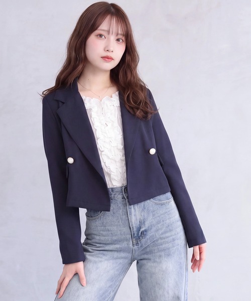 ASTORIA ODIER（アストリアオディール）の「ショートジャケット(テーラード/オフィス/休日)（テーラードジャケット・レディース・チャコールグレー/ネイビー/モカ・MEDIUM）」の4枚目の写真