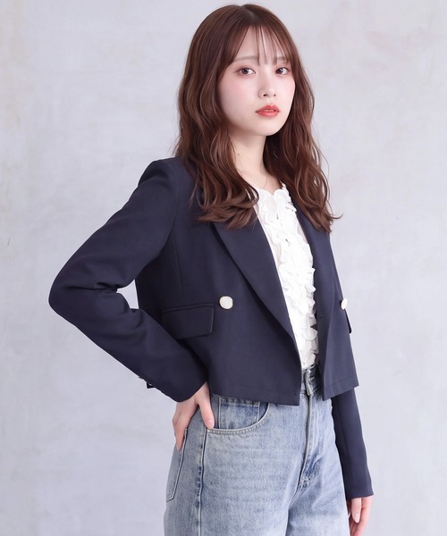 ASTORIA ODIER（アストリアオディール）の「ショートジャケット(テーラード/オフィス/休日)（テーラードジャケット・レディース・チャコールグレー/ネイビー/モカ・MEDIUM）」の5枚目の写真