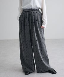 フロッキードットウエストレイヤードパンツ