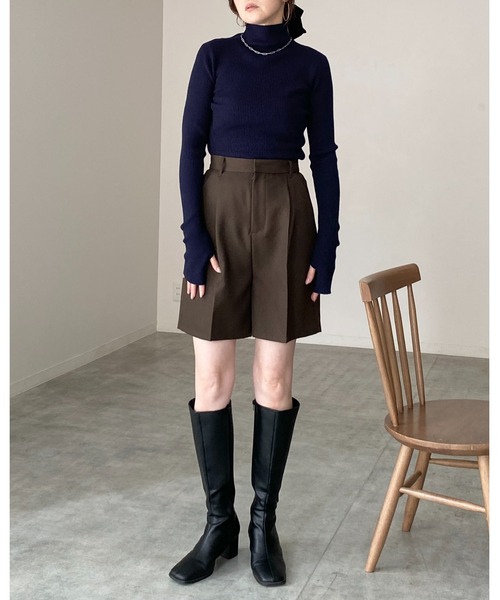 She's Closet(シーズクローゼット)の「サムホール 指穴 ハイネック タイト 長袖 リブニット(ニット/セーター・レディース・杢グレー/アイボリー・FREE)」の14枚目の写真
