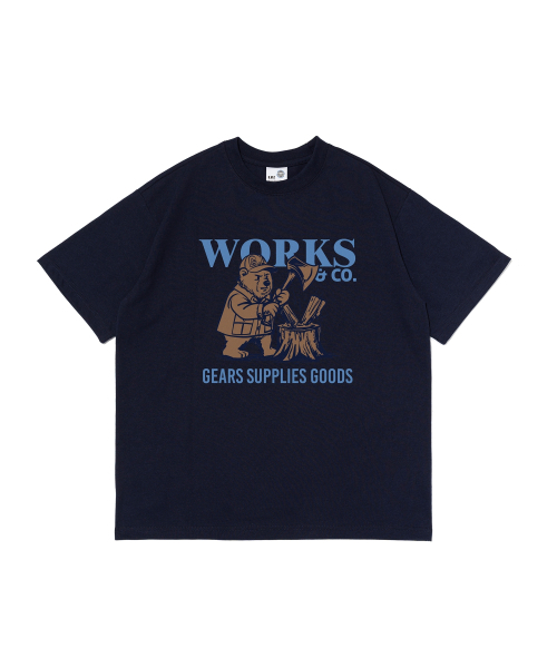 WORKS & CO.(ワークス アンド コー)の「ベアーズアンドウッドカッター 半袖Tシャツ (ネイビー)(Tシャツ/カットソー・レディース・その他・MEDIUM/LARGE/X-LARGE/2XL)」の1枚目の写真