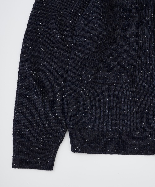 ADAM PATEK（アダムパテック）の「【ADAMPATEK/アダムパテック】 a/p blend sequined cardigan スパンコール糸カーディガン（カーディガン/ボレロ・レディース・ネイビー/ブラック・1）」の8枚目の写真