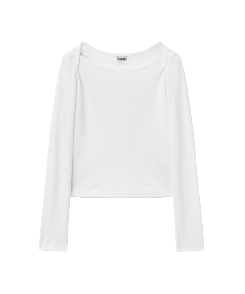 RENSE(レンセ)の「ボートネック スリットTシャツ ホワイト(Tシャツ/カットソー・レディース・その他・OS)」の3枚目の写真