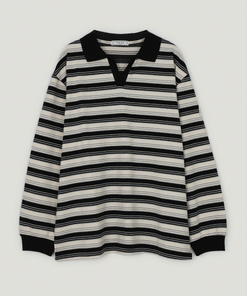 TWEE(トゥウィー)の「オートストライプ配色カラーロングスリーブTシャツ(ポロシャツ・レディース・ブラック/ピンク/グリーン・FREE)」の9枚目の写真