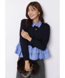 シャツカラーペプラムニット