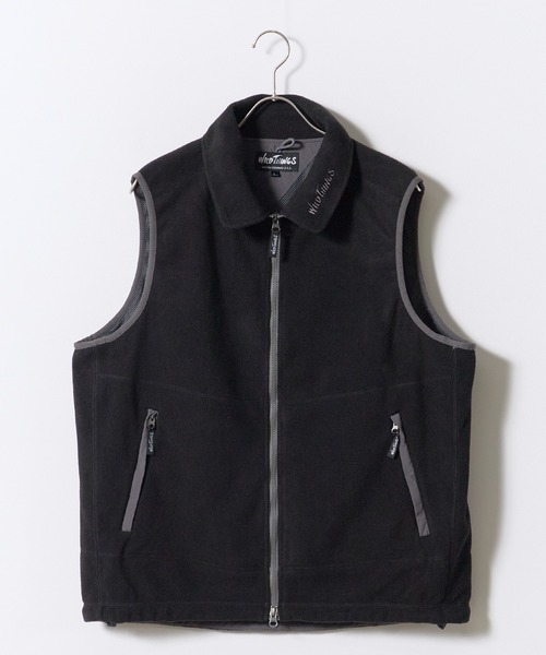 WILD THINGS(ワイルドシングス)の「WILD THINGS/ワイルドシングス BULKY FLEECE VEST バルキー フリース ベスト ミニマル メンズ レディース ロゴ刺繍 2026秋冬 秋服 冬服(ベスト・メンズ・ブラック・M/L/XL)」の1枚目の写真