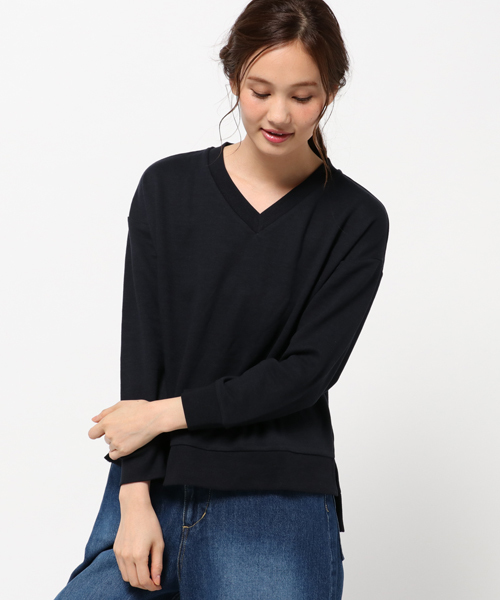 earth music&ecology（アースミュージックアンドエコロジー）の「【2016Autumn】Ｖネックプルオーバー（Tシャツ/カットソー・レディース・杢グレー/ネイビー/アイボリー/カーキ・FREE）」の4枚目の写真