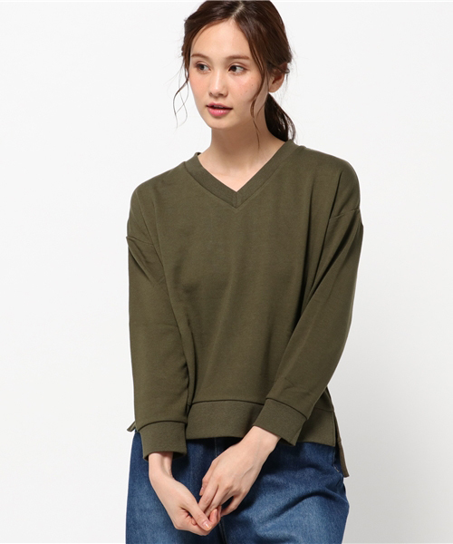 earth music&ecology（アースミュージックアンドエコロジー）の「【2016Autumn】Ｖネックプルオーバー（Tシャツ/カットソー・レディース・杢グレー/ネイビー/アイボリー/カーキ・FREE）」の3枚目の写真