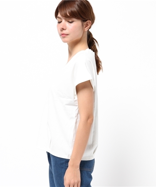 NATURAL BEAUTY BASIC（ナチュラルビューティーベーシック）の「ポンチプルオーバー（Tシャツ/カットソー・レディース・グレー/ホワイト系その他/グリーン・MEDIUM）」の6枚目の写真