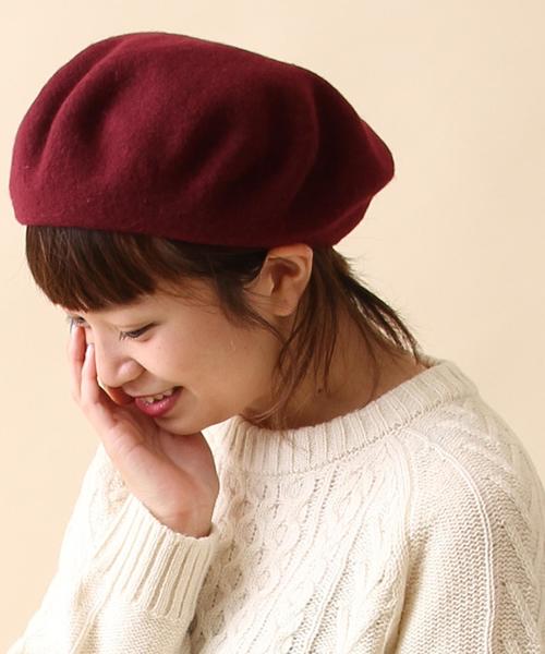 coen(コーエン)の「カラーベレー3(ハンチング/ベレー帽・レディース・ベージュ/ワインレッド/ブラック/グレー・FREE)」の4枚目の写真