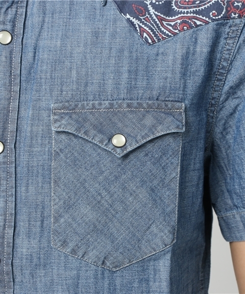 Denim & Supply Ralph Lauren（デニムアンドサプライラルフローレン）の「スリム シャンブレー ウエスタン シャツ（シャツ/ブラウス・メンズ・ブルー系9・X-SMALL/LARGE/MEDIUM/SMALL/X-LARGE）」の6枚目の写真