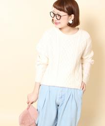 coen | オーバーサイズケーブルニット(キャメル / ワイン / オリーブ ⇒ WEB限定カラー)(ニット/セーター)