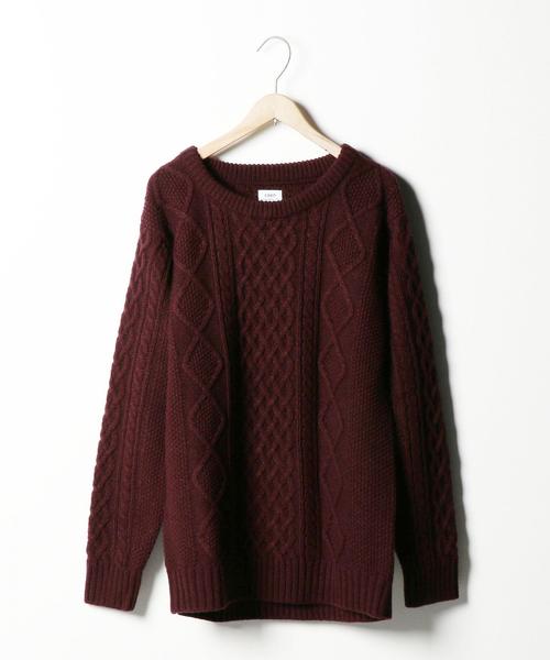 coen（コーエン）の「オーバーサイズケーブルニット(キャメル / ワイン / オリーブ ⇒ WEB限定カラー)（ニット/セーター・レディース・ベージュ/オリーブ/レッド/ワイン/オフホワイト/キャメル・FREE）」の21枚目の写真