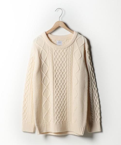 coen（コーエン）の「オーバーサイズケーブルニット(キャメル / ワイン / オリーブ ⇒ WEB限定カラー)（ニット/セーター・レディース・ベージュ/オリーブ/レッド/ワイン/オフホワイト/キャメル・FREE）」の18枚目の写真