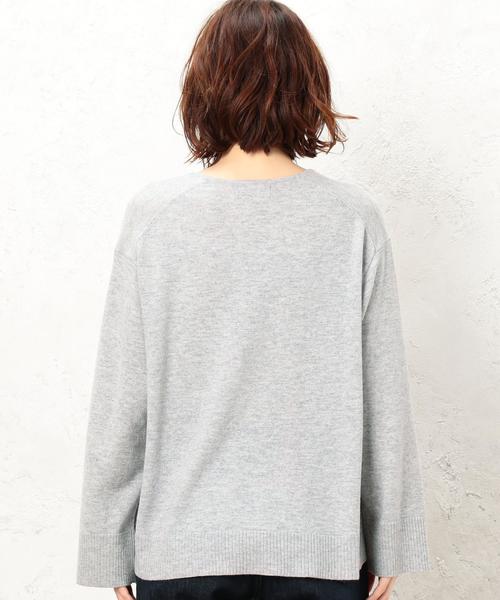 green label relaxing（グリーンレーベルリラクシング）の「KF ウールカシミヤ ワイド リッタイ Vネック ニット ◆（ニット/セーター・レディース・ライトグレー/ライトブルー/ベージュ/ネイビー/オフホワイト/オリーブ/ピンク/イエロー・FREE）」の10枚目の写真