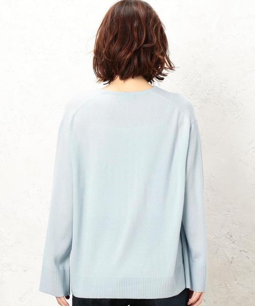 green label relaxing（グリーンレーベルリラクシング）の「KF ウールカシミヤ ワイド リッタイ Vネック ニット ◆（ニット/セーター・レディース・ライトグレー/ライトブルー/ベージュ/ネイビー/オフホワイト/オリーブ/ピンク/イエロー・FREE）」の20枚目の写真