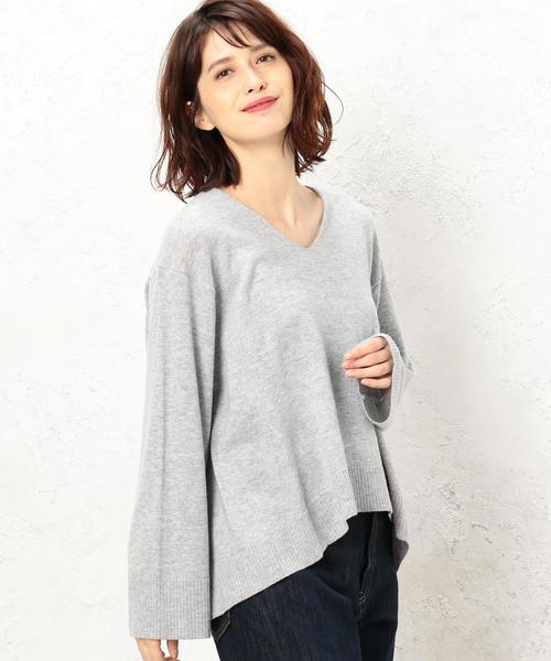 green label relaxing（グリーンレーベルリラクシング）の「KF ウールカシミヤ ワイド リッタイ Vネック ニット ◆（ニット/セーター・レディース・ライトグレー/ライトブルー/ベージュ/ネイビー/オフホワイト/オリーブ/ピンク/イエロー・FREE）」の22枚目の写真