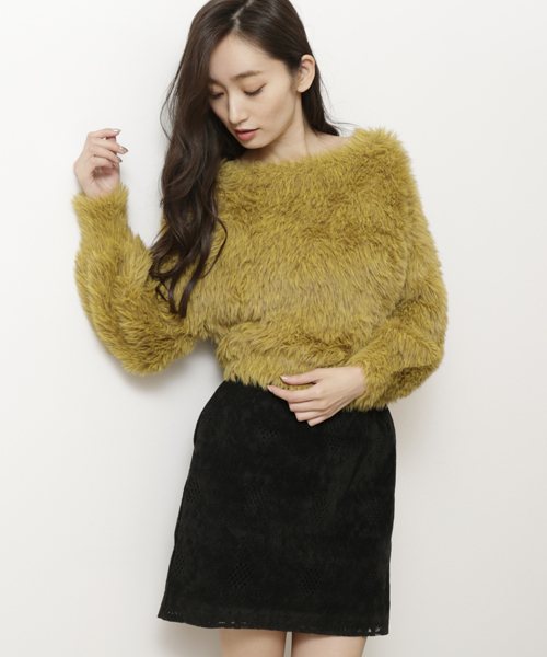 RAY CASSIN（レイカズン）の「スウェードレースミニスカート（スカート・レディース・ブラック/ネイビー/キャメル・FREE）」の2枚目の写真