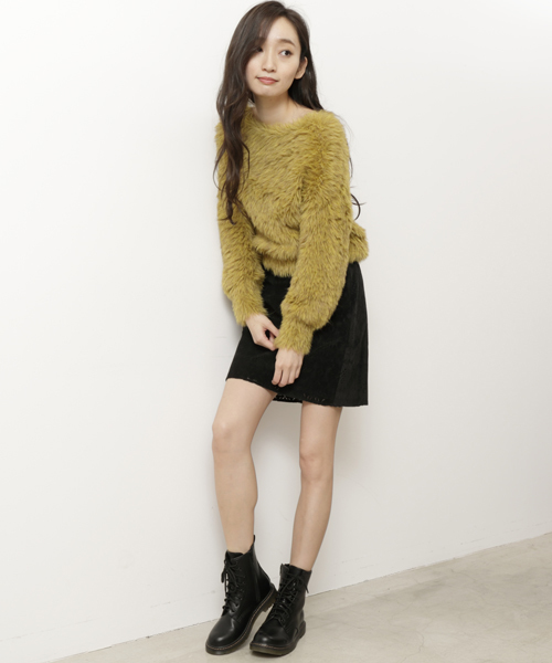 RAY CASSIN（レイカズン）の「スウェードレースミニスカート（スカート・レディース・ブラック/ネイビー/キャメル・FREE）」の11枚目の写真