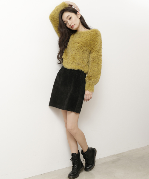 RAY CASSIN（レイカズン）の「スウェードレースミニスカート（スカート・レディース・ブラック/ネイビー/キャメル・FREE）」の12枚目の写真