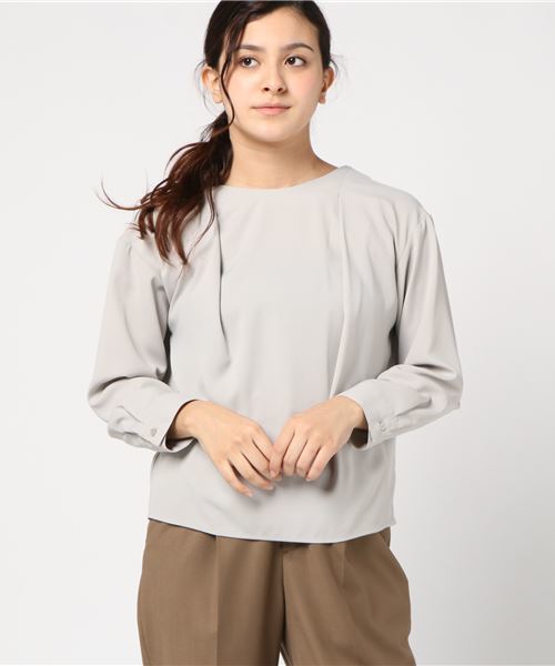 N.（N. Natural Beauty Basic）（エヌエヌナチュラルビューティーベーシック）の「ドレープフォルムジョーゼットブラウス（シャツ/ブラウス・レディース・グレー/ネイビー/グリーン・MEDIUM）」の10枚目の写真