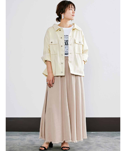 MEDE19F（メデジュウキュウ）の「MEDE19F 製品染めルーズワークジャケット（ミリタリージャケット・レディース・アイボリー/ネイビー・3/1/2）」の3枚目の写真