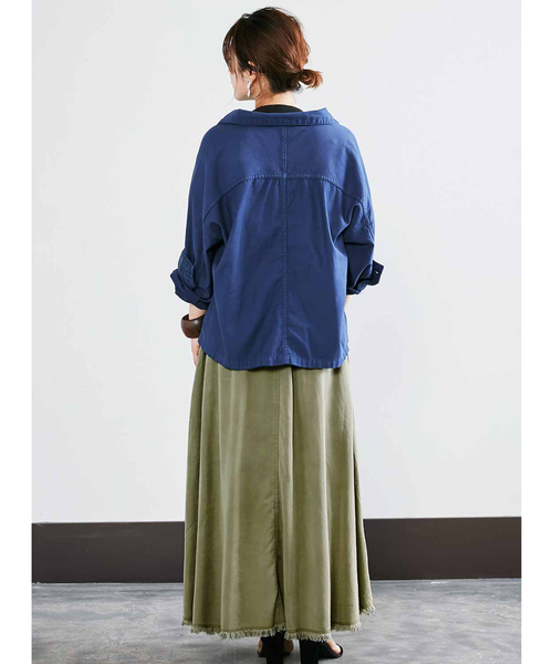 MEDE19F（メデジュウキュウ）の「MEDE19F 製品染めルーズワークジャケット（ミリタリージャケット・レディース・アイボリー/ネイビー・3/1/2）」の8枚目の写真