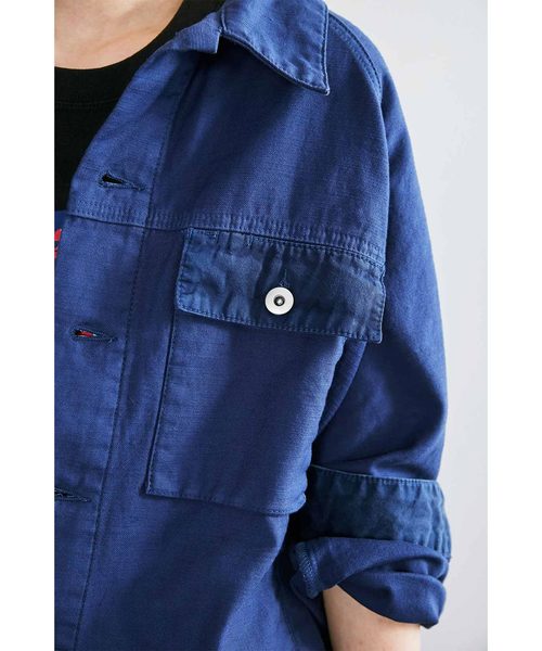 MEDE19F（メデジュウキュウ）の「MEDE19F 製品染めルーズワークジャケット（ミリタリージャケット・レディース・アイボリー/ネイビー・3/1/2）」の10枚目の写真