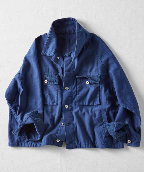 MEDE19F（メデジュウキュウ）の「MEDE19F 製品染めルーズワークジャケット（ミリタリージャケット・レディース・アイボリー/ネイビー・3/1/2）」の12枚目の写真