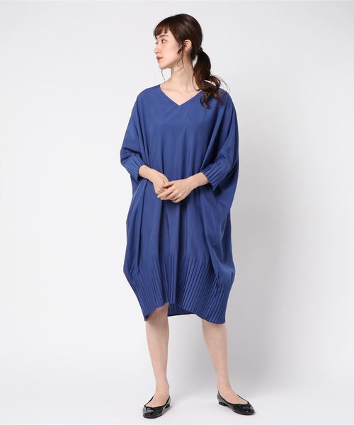 Mizuiroind ミズイロインド の 7分袖裾プリーツワイドワンピース ワンピース Wear