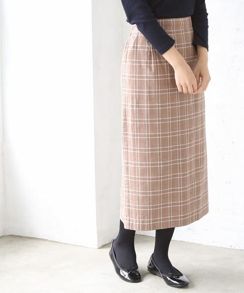 coen（コーエン）の「コットンチェックストレッチタイトロングスカート（スカート・レディース・グレー/ブラウン・MEDIUM/LARGE）」の14枚目の写真
