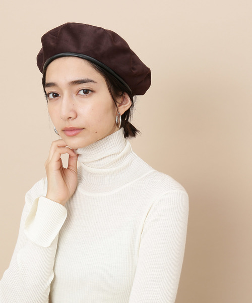 ADAM ET ROPE'(アダムエロペ)の「スエードライクベレー(ハンチング/ベレー帽・レディース・ブラック/ダークブラウン・FREE)」の1枚目の写真