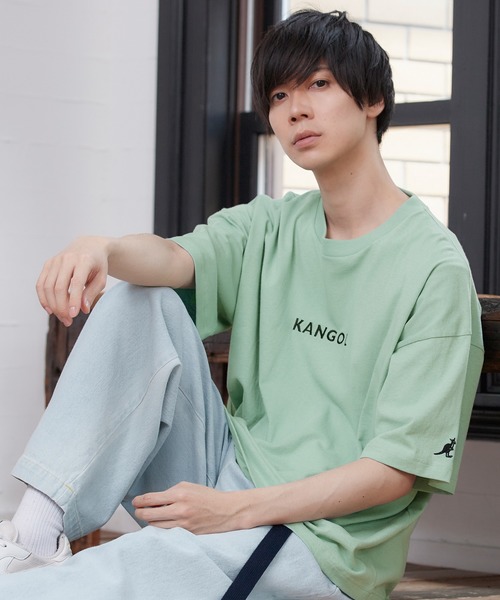 KANGOL（カンゴール）の「MONO-MART×KANGOL 別注ロゴ刺繍 プリント ビッグシルエットカットソー（Tシャツ/カットソー・メンズ・ホワイト/ブラック/ダークグリーン/ネイビー/ブラウン/グレー/イエロー/オレンジ/ライトブルー/ライトグリーン/サンドベージュ/ボルドー/ホワイト系その他/ブラック系その他/パープル系その他/オレンジ系その他/ベージュ系その他/グリーン系その他/ホワイト系その他2/ホワイト系その他3/ブラック系その他2/ブラック系その他3/ベージュ系その他2・FREE）」の16枚目の写真