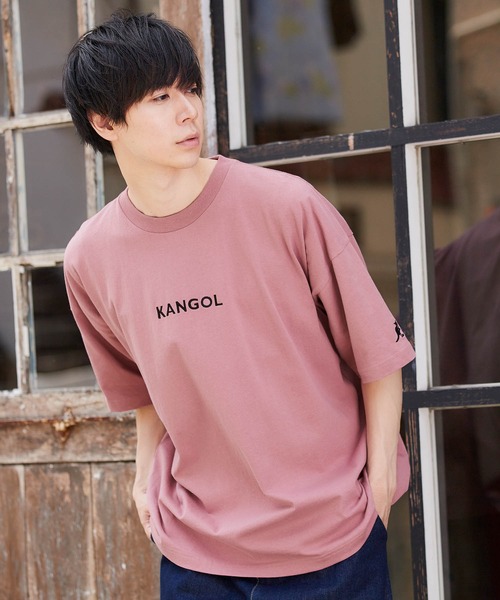 KANGOL（カンゴール）の「MONO-MART×KANGOL 別注ロゴ刺繍 プリント ビッグシルエットカットソー（Tシャツ/カットソー・メンズ・ホワイト/ブラック/ダークグリーン/ネイビー/ブラウン/グレー/イエロー/オレンジ/ライトブルー/ライトグリーン/サンドベージュ/ボルドー/ホワイト系その他/ブラック系その他/パープル系その他/オレンジ系その他/ベージュ系その他/グリーン系その他/ホワイト系その他2/ホワイト系その他3/ブラック系その他2/ブラック系その他3/ベージュ系その他2・FREE）」の19枚目の写真