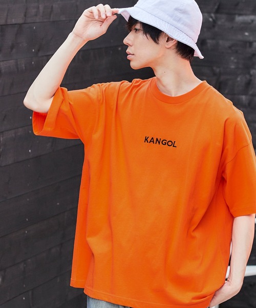 KANGOL（カンゴール）の「MONO-MART×KANGOL 別注ロゴ刺繍 プリント ビッグシルエットカットソー（Tシャツ/カットソー・メンズ・ホワイト/ブラック/ダークグリーン/ネイビー/ブラウン/グレー/イエロー/オレンジ/ライトブルー/ライトグリーン/サンドベージュ/ボルドー/ホワイト系その他/ブラック系その他/パープル系その他/オレンジ系その他/ベージュ系その他/グリーン系その他/ホワイト系その他2/ホワイト系その他3/ブラック系その他2/ブラック系その他3/ベージュ系その他2・FREE）」の22枚目の写真