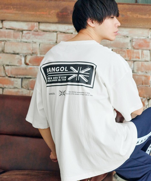 KANGOL（カンゴール）の「MONO-MART×KANGOL 別注ロゴ刺繍 プリント ビッグシルエットカットソー（Tシャツ/カットソー・メンズ・ホワイト/ブラック/ダークグリーン/ネイビー/ブラウン/グレー/イエロー/オレンジ/ライトブルー/ライトグリーン/サンドベージュ/ボルドー/ホワイト系その他/ブラック系その他/パープル系その他/オレンジ系その他/ベージュ系その他/グリーン系その他/ホワイト系その他2/ホワイト系その他3/ブラック系その他2/ブラック系その他3/ベージュ系その他2・FREE）」の4枚目の写真