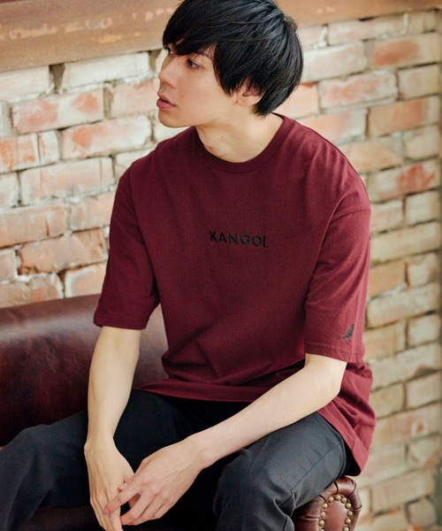 KANGOL（カンゴール）の「MONO-MART×KANGOL 別注ロゴ刺繍 プリント ビッグシルエットカットソー（Tシャツ/カットソー・メンズ・ホワイト/ブラック/ダークグリーン/ネイビー/ブラウン/グレー/イエロー/オレンジ/ライトブルー/ライトグリーン/サンドベージュ/ボルドー/ホワイト系その他/ブラック系その他/パープル系その他/オレンジ系その他/ベージュ系その他/グリーン系その他/ホワイト系その他2/ホワイト系その他3/ブラック系その他2/ブラック系その他3/ベージュ系その他2・FREE）」の21枚目の写真