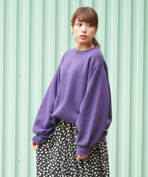 rps(アールピーエス)の「袖タック裏毛プルオーバー(スウェット・レディース・杢グレー/ブラック/ベージュ/パープル・M)」の1枚目の写真