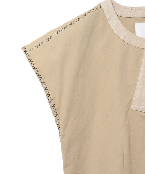 Ray BEAMS(レイビームス)の「RBS / バイカラー クルーネック フレンチスリーブ(シャツ/ブラウス・レディース・ブラック/ベージュ・ONE SIZE)」の8枚目の写真