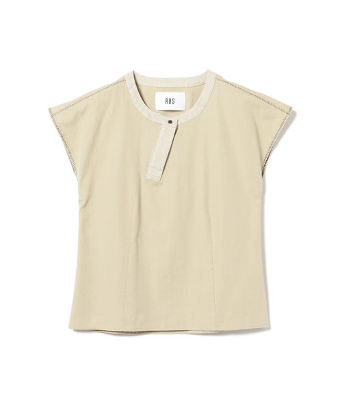 Ray BEAMS(レイビームス)の「RBS / バイカラー クルーネック フレンチスリーブ(シャツ/ブラウス・レディース・ブラック/ベージュ・ONE SIZE)」の1枚目の写真