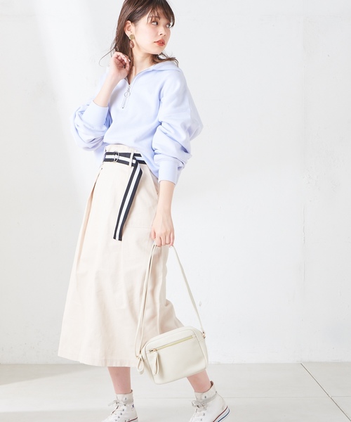 natural couture(ナチュラルクチュール)の「ラインベルト付きチノスカート(スカート・レディース・アイボリー/ベージュ/カーキ・FREE)」の18枚目の写真