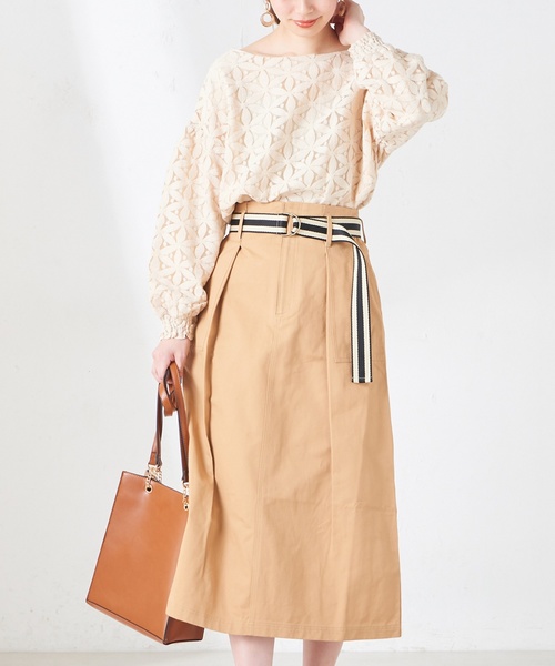 natural couture(ナチュラルクチュール)の「ラインベルト付きチノスカート(スカート・レディース・アイボリー/ベージュ/カーキ・FREE)」の21枚目の写真