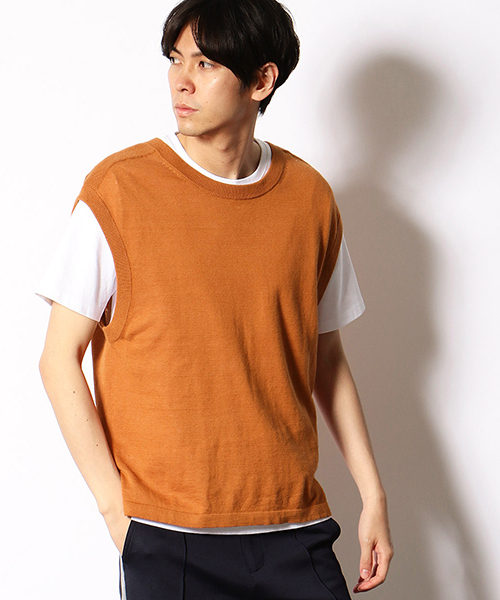 COMME　CA COMMUNE（コムサコミューン）の「《リネンミックス》 ドロップショルダー ニットベスト（ベスト・メンズ・ブルー/グリーン/レンガ・MEDIUM/LARGE）」の13枚目の写真